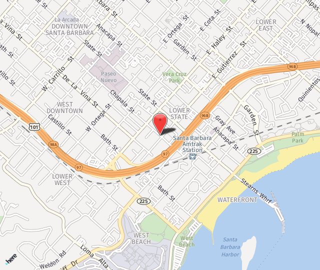 Location Map: 401 Chapala St. Santa Barbara, CA 93101